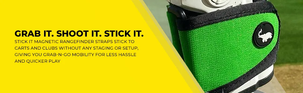 STICKIT Magnetic Rangefinder Strap | Strong Magnet Securely Holds to Golf Carts and Golf Clubs for Easy Access | Slim, Form Fitting, Size Adjustable Gen3 Grey - golf; towel; rangefinder; golfer; magnetic; stickit; golf cart; range; distance; length