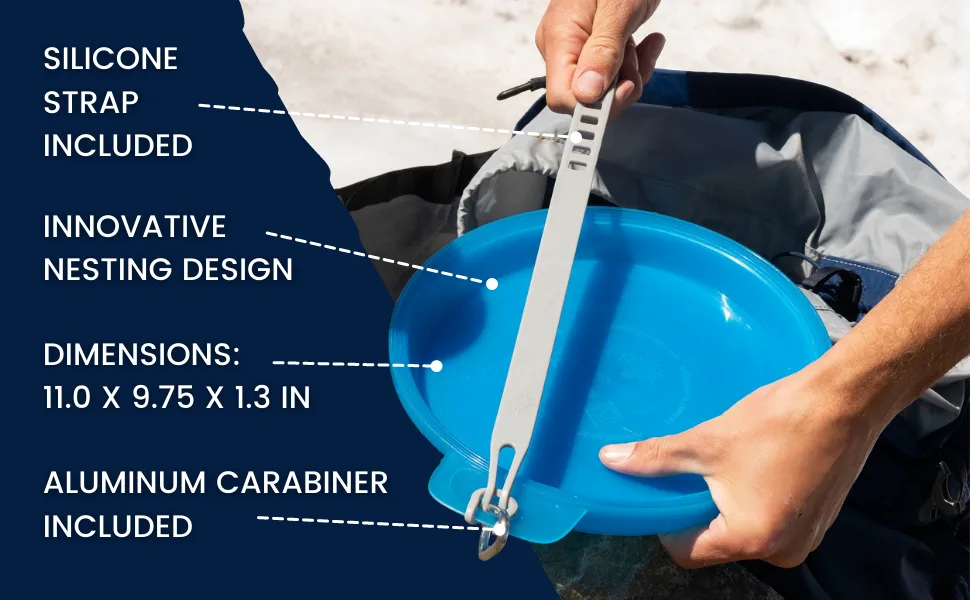 Sun Company Zero Plates - 4-Pack of Stackable Nesting Plates for Camping with Silicone Strap | Dishwasher-Safe Space-Saving Travel Mess Kit | Dinnerware for Camping, Backpacking, or RV (Blue Ice) - Zero Plates (4-Pack) Nesting Camping Plates