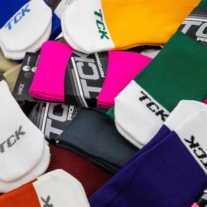 TCK High Over the Knee Athletic Sports Performance Socks with Flex, Compression & Extra Cushion Zones Large Black - colors