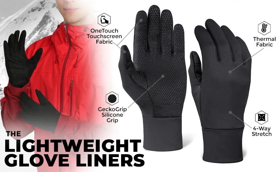 Tough Outdoors Touch Screen Running Gloves - Winter Glove Liners for Texting, Sports & Exercise - Lightweight Cold Weather Thermal Gloves Medium/Large - L2 Gloves