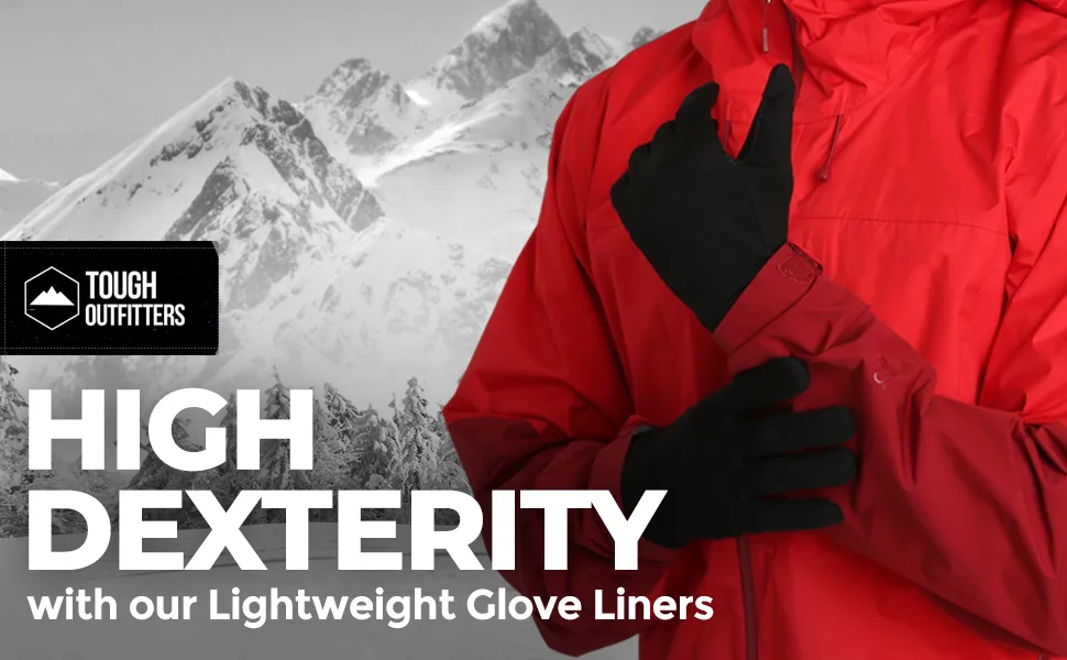 Tough Outdoors Touch Screen Running Gloves - Winter Glove Liners for Texting, Sports & Exercise - Lightweight Cold Weather Thermal Gloves Medium/Large - L2 gloves