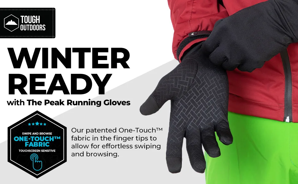 Tough Outdoors Running Gloves with Touch Screen - Winter Glove Liners for Texting, Cycling - Thin & Lightweight Cold Weather Thermal Gloves Medium/Large - product information 9