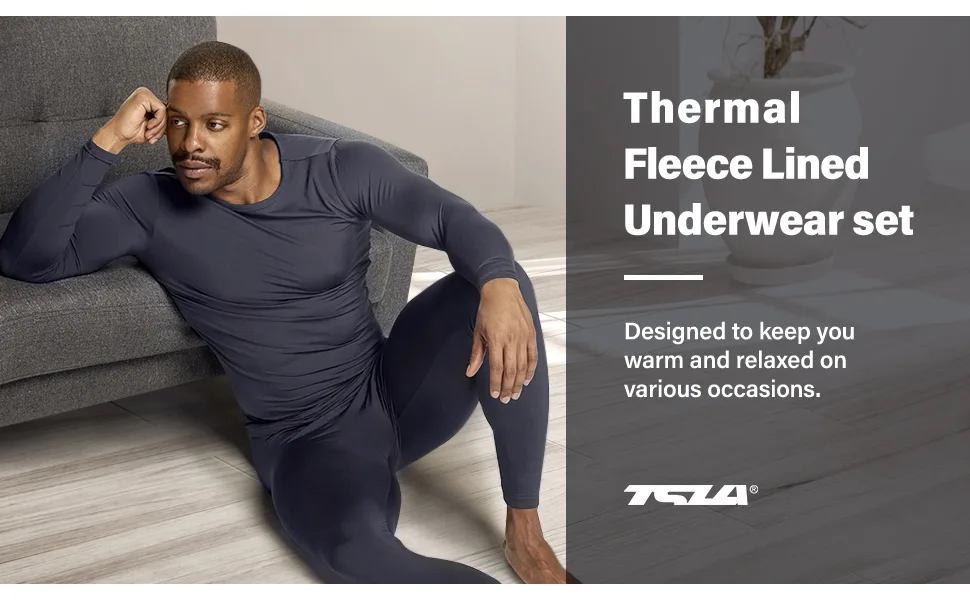 TSLA Men's Thermal Underwear Set, Microfiber Soft Fleece Lined Long Johns, Winter Warm Base Layer Top & Bottom Soft Micro Fleece Black X-Large - 2.HI_970X600