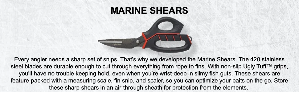 Ugly Stik Tools Marine Fishing Shears Tool, Black (USTOOLMS) - Marine Shears
