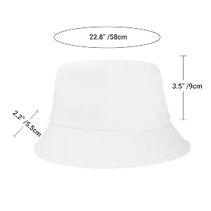 Umeepar Unisex Cotton Packable Bucket Hat Sun Hat Plain Colors for Men Women 1 White - hat size