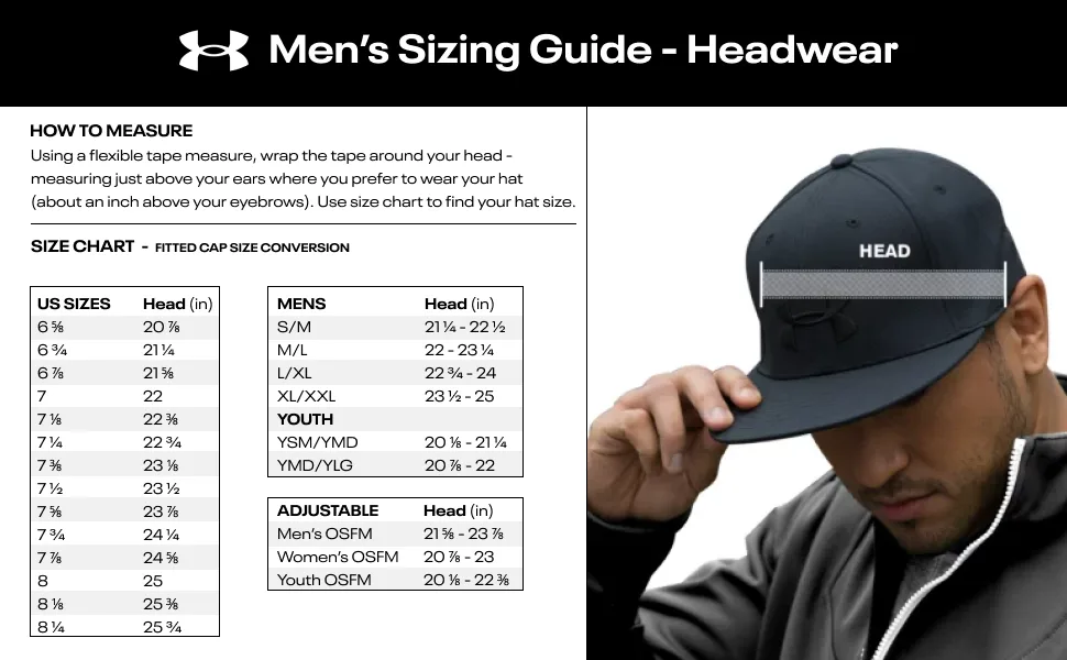 Under Armour Men's Blitzing 3.0 Cap Black (001)/White Large-X-Large - Headwear Size Guide