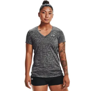 Under Armour Women's Tech V-Neck Twist Short-Sleeve T-Shirt Cerise (655)/Metallic Silver X-Large - Tech V Neck