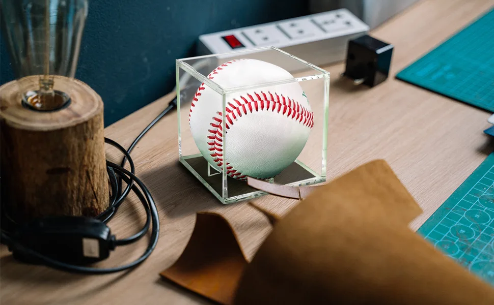 VOLEAAR Baseball Display Case 6 Pack, UV Protected Acrylic Square Baseball Holder, Clear Cube Autograph Memorabilia Ball Display Cases, Official Size Baseball Display Box - Baseball Display Case