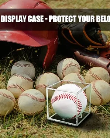 VOLEAAR Baseball Display Case 6 Pack, UV Protected Acrylic Square Baseball Holder, Clear Cube Autograph Memorabilia Ball Display Cases, Official Size Baseball Display Box - Baseball Display Case