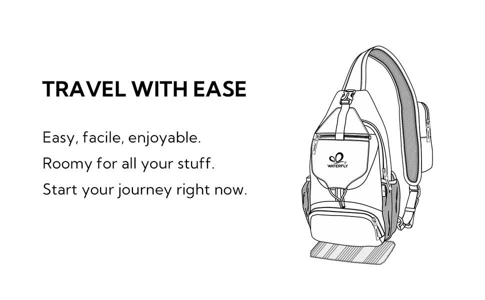 WATERFLY Packable Small Crossbody Sling Backpack Shoulder Chest Bag Daypack for Hiking Traveling Black - travel sling bag