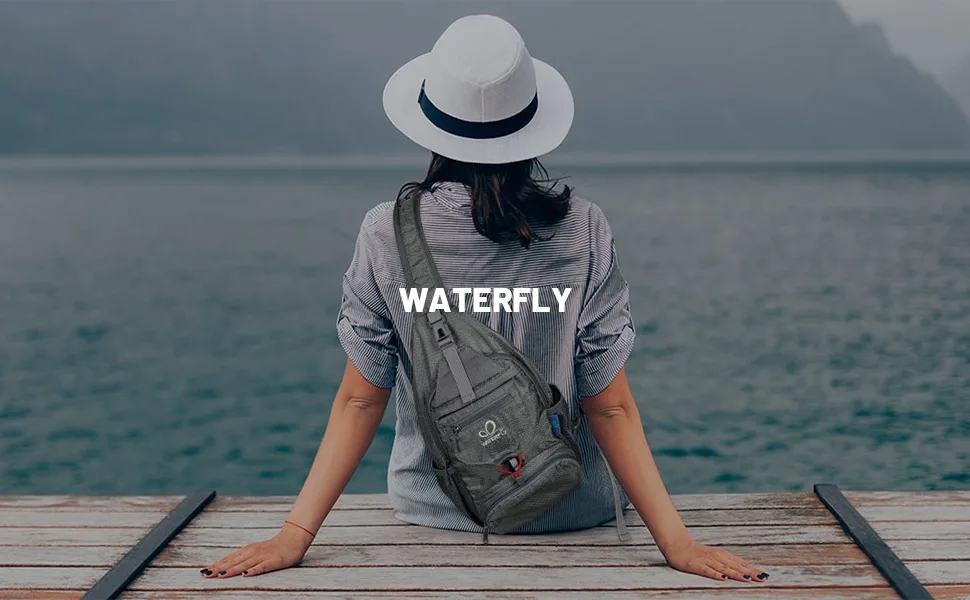 WATERFLY Packable Small Crossbody Sling Backpack Shoulder Chest Bag Daypack for Hiking Traveling Black - waterfly sling bag