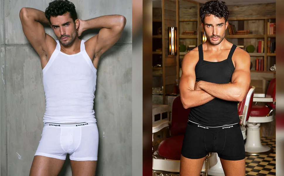 papi Men's 3-Pack Cotton Square Neck Tank Top Large White - papi tank top