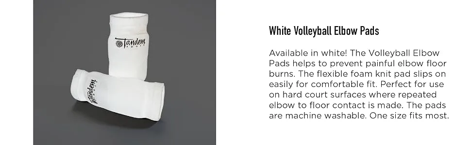 Tandem Sport Elbow Pads White - tandem sport white volleyball elbow pads sports medicine training equipment supports coaching active
