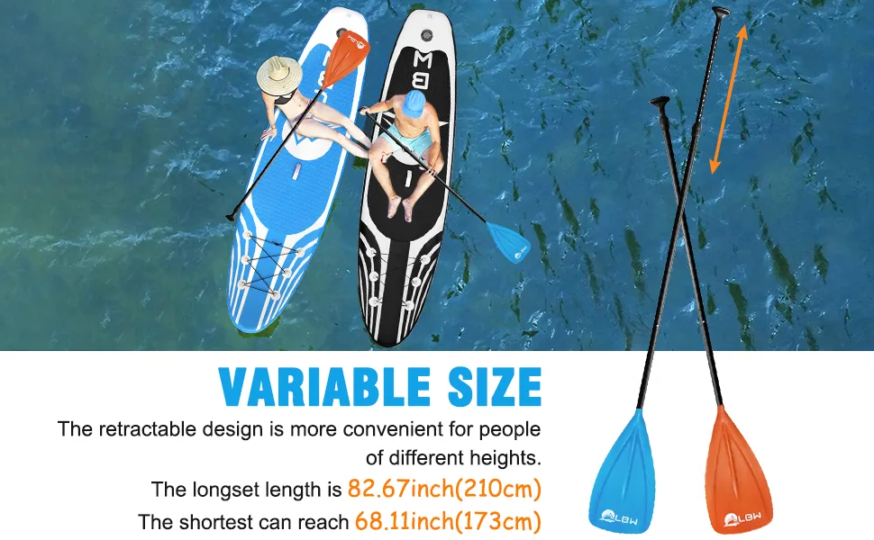 LBW Paddle Board Paddle, Adjustable 3-Pieces SUP Paddle, Aluminium Alloy Floating Replacement Paddle for Paddle Board, Stand Up Paddle with Storage Bag, Telescopic Portable Paddle Oars LBW - 1 Pcs - Orange - paddle board paddle