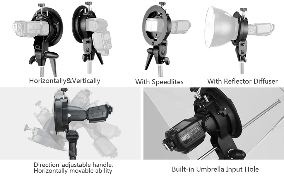 Godox S-type Bracket Bowens Mount Holder for Speedlite Flash Snoot Softbox Honeycomb - godox bowens mount s type holder bracket
