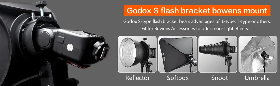Godox S-type Bracket Bowens Mount Holder for Speedlite Flash Snoot Softbox Honeycomb - godox bowens mount s type holder bracket