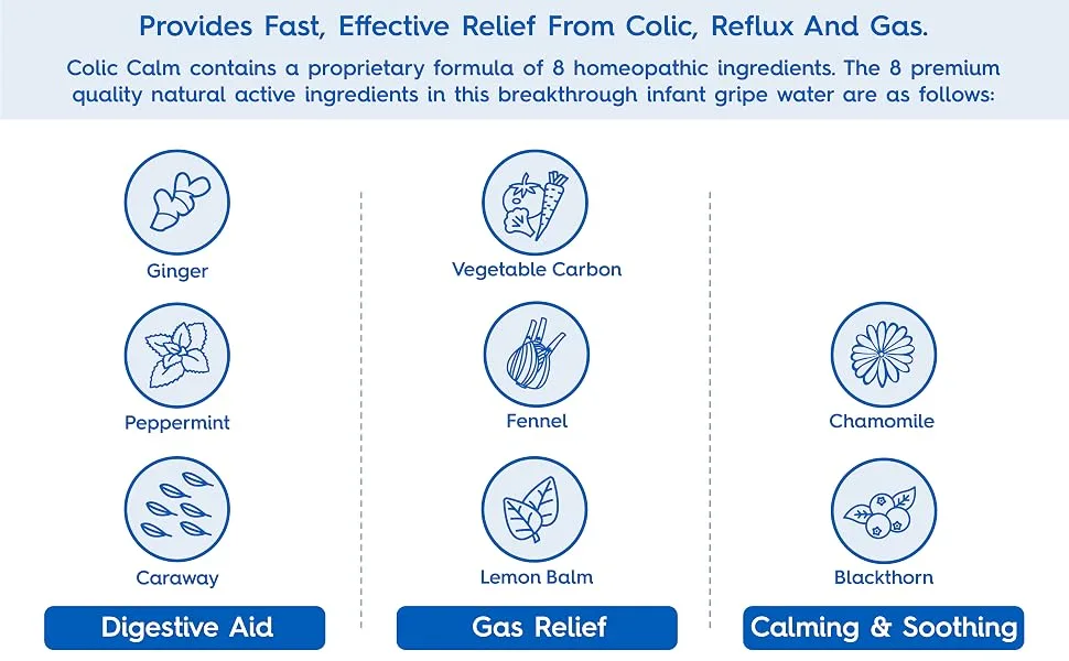 Colic Calm Homeopathic Gripe Water, Colic & Infant Gas Relief Drops, 2 Ounce 2 Fl Oz (Pack of 1) - Colic Calm