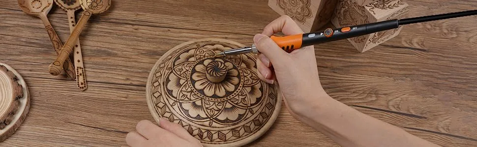 Wood Burning Kit,72 pcs Wood Burning Tool with Adjustable Temperature 200450C, Wood Burner Tools Set with Pyrography Pen for Embossing Carving DIY Adults Crafts Beginners - wood burning