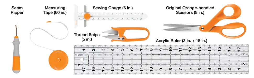 Fiskars Sewing Essentials Set (6pc), Orange 6 Count Sewing Essentials Set Orange - Sewing Essentials Set
