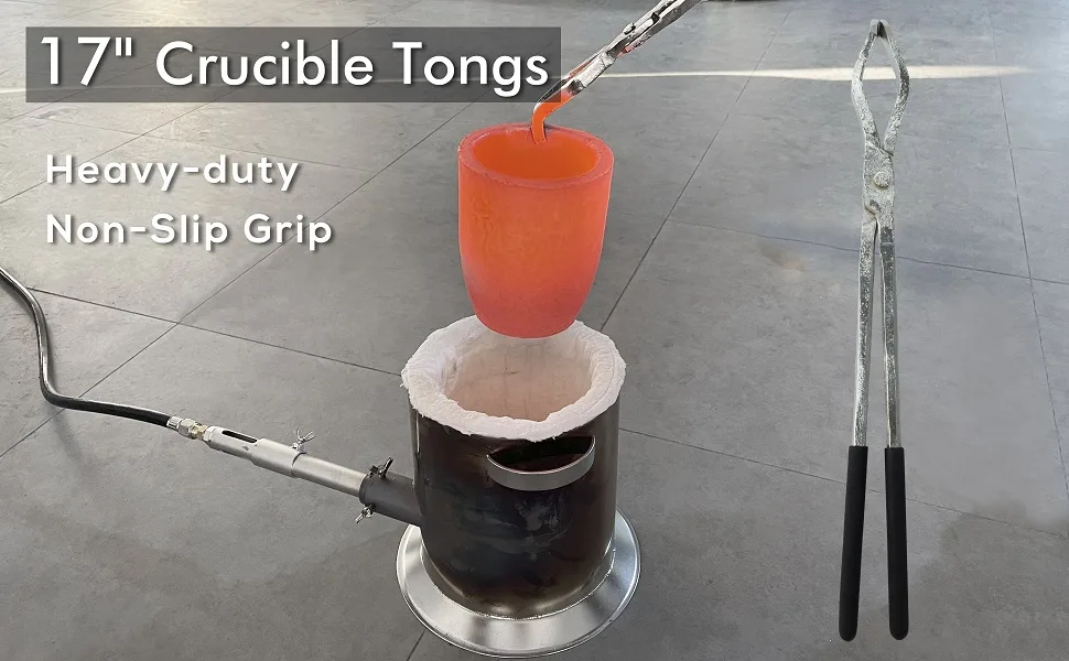 GONGYI 17" Hinge Style Crucible Tongs for Gold Copper Silver Bronze Recycle Metal Smelting Refining Casting Tool - product information 14