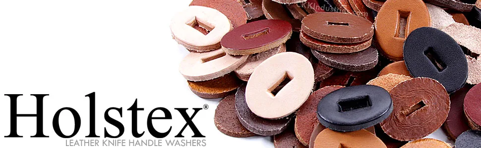 Cowhide Leather Handle Washers - Oval Shape - (1.30 x 1.00 x .125) - (Brown) - USA Made - (for Knife Making & Hobby) - (100 Pack) Cowhide Handle Washers - (Oval)(Brown) - (100 Pack) - holstex leather knife handle washers