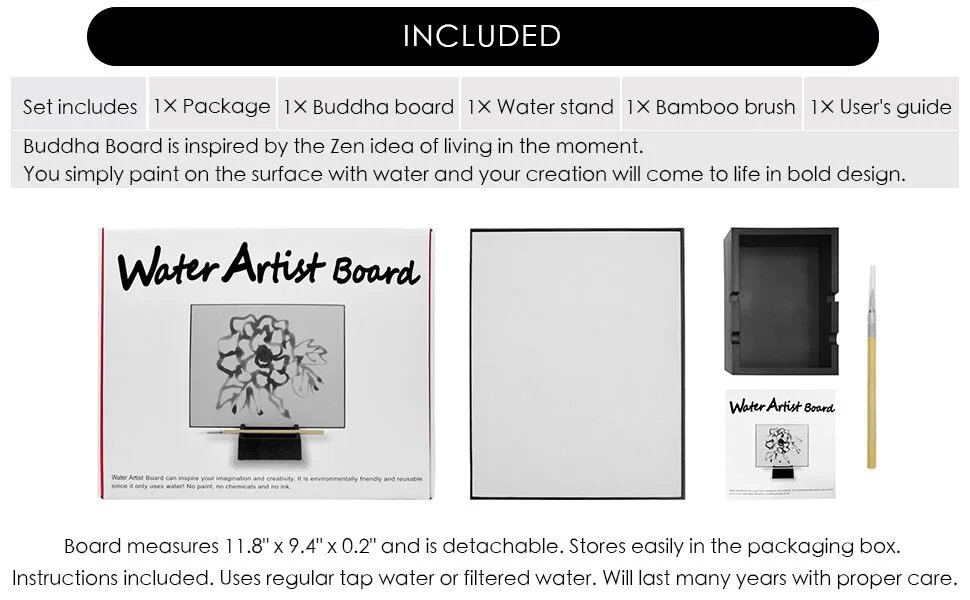 Water Artist Board Paint with Zen Relaxation Meditation Art Painting Board Drawing Brush (Style 1) Average size Style-1 - product information 10