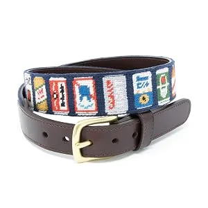 Huck Venture Leather Hand-Stitched Needlepoint Key Fob or Key Chain Gaucho - Fine grain leather, hand stitched needlepoint belt