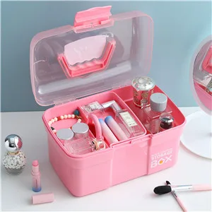 Kinsorcai 11'' Plastic Storage Box with Removable Tray, Multipurpose Organizer and Storage Case for Art Craft and Cosmetic (Pink) - SCF SN1 300X300