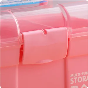 Kinsorcai 11'' Plastic Storage Box with Removable Tray, Multipurpose Organizer and Storage Case for Art Craft and Cosmetic (Pink) - SCF2 XJT1