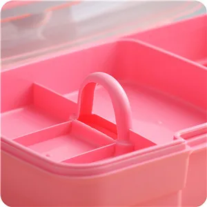Kinsorcai 11'' Plastic Storage Box with Removable Tray, Multipurpose Organizer and Storage Case for Art Craft and Cosmetic (Pink) - SCF2 XJT3