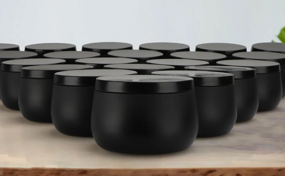 Candle Tins 24 Pieces, 8oz Large Size Metal Jars for Candle Making/DIY/Arts & Crafts, Reusable Empty Can Containers with Lid, Black Black 8oz 24 Pack - candle can set