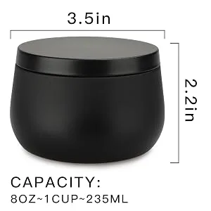 Candle Tins 24 Pieces, 8oz Large Size Metal Jars for Candle Making/DIY/Arts & Crafts, Reusable Empty Can Containers with Lid, Black Black 8oz 24 Pack - Candle container 8oz