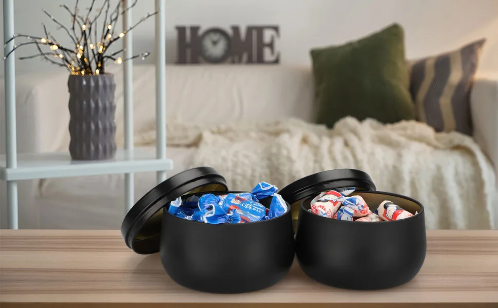 Candle Tins 24 Pieces, 8oz Large Size Metal Jars for Candle Making/DIY/Arts & Crafts, Reusable Empty Can Containers with Lid, Black Black 8oz 24 Pack - candle tin