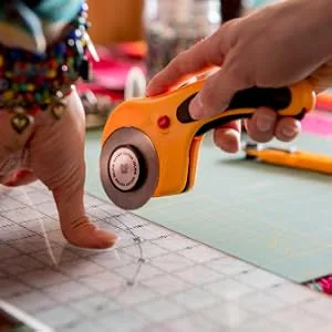 OLFA 60mm Ergonomic Rotary Cutter (RTY-3/DX) - Rotary Fabric Cutter w/ Blade Cover & Squeeze Trigger for Quilting, Sewing, Crafts, Replacement Blade: OLFA RB60-1 - ergonomic