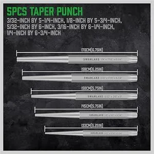 SWANLAKE Punch and Chisel Set, Including Taper Punch, Cold Chisels, Pin Punch, Center Punch (16pcs) - product information 5