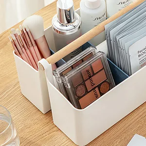 Vidifor Large Plastic Portable Caddy with Handle, Storage Organizer Bin with Adjustable Dividers for Art Supplies, Crafts, Colored Pencils, Makeup Desk - Multiple Use