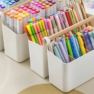 Vidifor Large Plastic Portable Caddy with Handle, Storage Organizer Bin with Adjustable Dividers for Art Supplies, Crafts, Colored Pencils, Makeup Desk - The large capacity