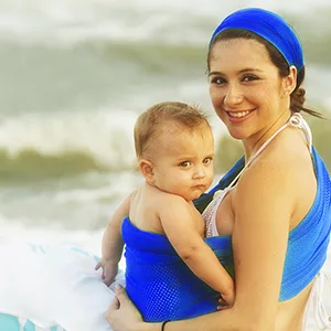Water Sling Baby Wrap Carrier for Summer Pool - Adjustable Shoulder Ring Mesh Breathable Chest Sling Infant Carrier for Summer Pool Beach - 1-11