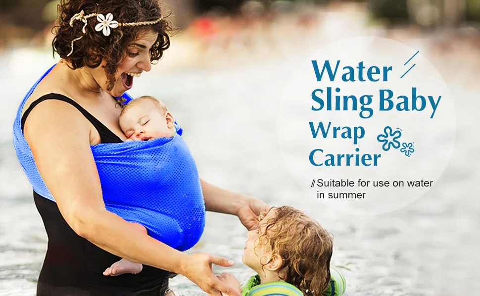 Water Sling Baby Wrap Carrier for Summer Pool - Adjustable Shoulder Ring Mesh Breathable Chest Sling Infant Carrier for Summer Pool Beach - product information 1