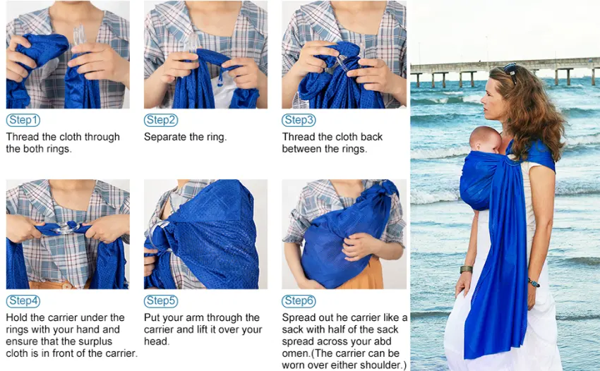 Water Sling Baby Wrap Carrier for Summer Pool - Adjustable Shoulder Ring Mesh Breathable Chest Sling Infant Carrier for Summer Pool Beach - product information 6