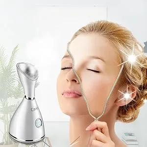Nano Ionic Facial Steamer Home Spa Kit with Stainless Steel Skin