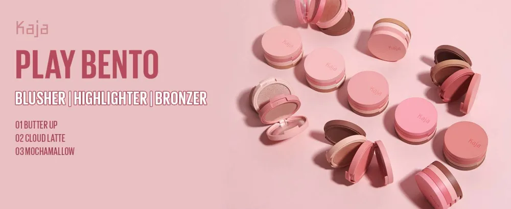 Kaja 3-in-1 Blendable Sculpting Trio - Play Bento | with Mango Seed Butter, Cream Bronzer, Powder Blush, and Highlighter, 02 Cloud Latte 02 Cloud Latte - Medium Complexions - play bento