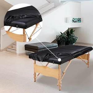 Massage Table Cover,Silky Massage Table Fitted sheets,Stain-Resistant,Reusable,Machine Washable Spa Bed Sheet(Massage Table Not Included) (black) - product information 4