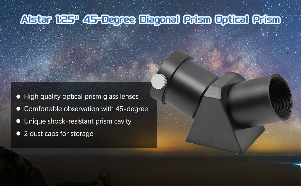 Alstar 1.25" 45-Degree Diagonal Prism Optical Prism Inside Rather Than a Mirror which Makes Your Image Clear and Sharp - product information 1