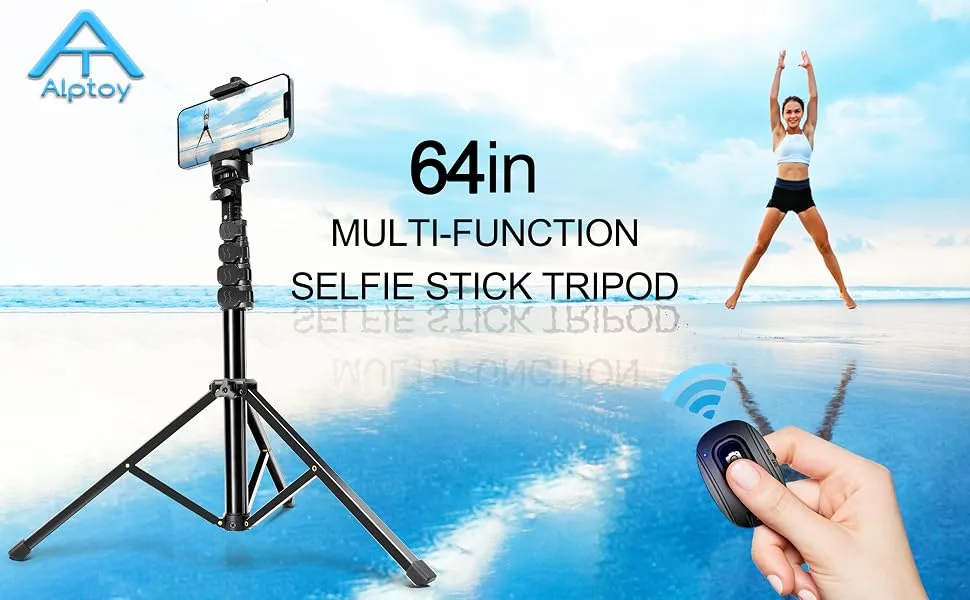 Selfie Stick Tripod, 64 inch Extendable Tripod Stand Phone Tripod Camera Tripod Wireless Remote Shutter Compatible with iPhone 13 12 11 pro Xs Max Xr,Android/Cameras - product information 1