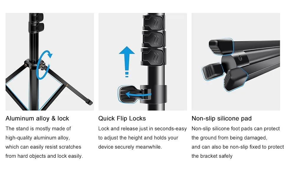 Selfie Stick Tripod, 64 inch Extendable Tripod Stand Phone Tripod Camera Tripod Wireless Remote Shutter Compatible with iPhone 13 12 11 pro Xs Max Xr,Android/Cameras - product information 5
