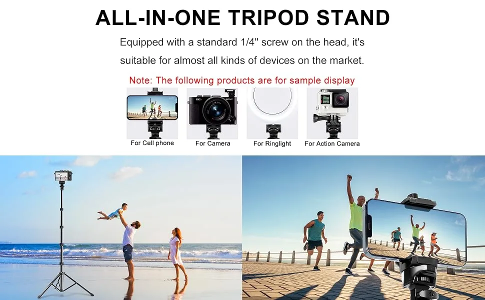 Selfie Stick Tripod, 64 inch Extendable Tripod Stand Phone Tripod Camera Tripod Wireless Remote Shutter Compatible with iPhone 13 12 11 pro Xs Max Xr,Android/Cameras - product information 6