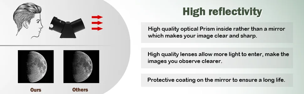 Astromania 1.25" 45-Degree Diagonal Prism Optical Prism Inside Rather Than a Mirror which Makes Your Image Clear and Sharp - product information 2