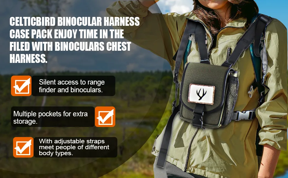 Binocular Harness Chest Pack, Celticbird Binoculars Harness and Case, Binocular Accessories, Adjustable Bino Harness for Vortex Binocular Monocular - product information 1