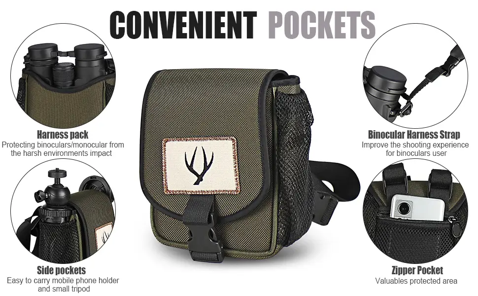 Binocular Harness Chest Pack, Celticbird Binoculars Harness and Case, Binocular Accessories, Adjustable Bino Harness for Vortex Binocular Monocular - product information 2